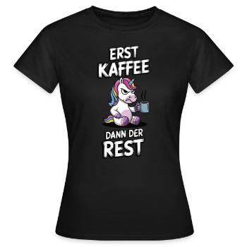 Kaffee EInhorn - Frauen T-Shirt - Schwarz - Vorne - AI Model Female 172 dark (172cm)