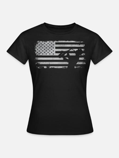 Saxophone American Flag - Frauen T-Shirt - Schwarz