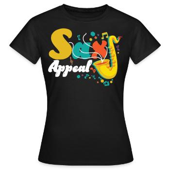 Saxophones Pun Sax Appeal - Women's T-Shirt - black - Front - AI Model Female 172 dark (172cm)