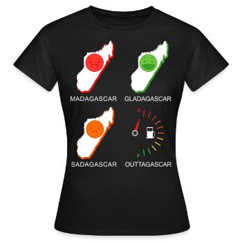 Madagascar Stimmungslevel Glücklich bis Ohne Sprit - Frauen T-Shirt - Schwarz - Vorne - AI Model Female 172 dark (172cm)