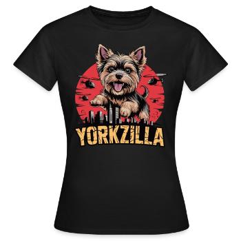 Yorkzilla – Petit, mignon, destructeur - T-shirt Femme - noir - Devant - AI Model Female 172 dark (172cm)