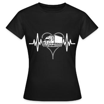 Herzschlag LKW-Fahrer Transport LKW - Frauen T-Shirt - Schwarz - Vorne - AI Model Female 172 dark (172cm)