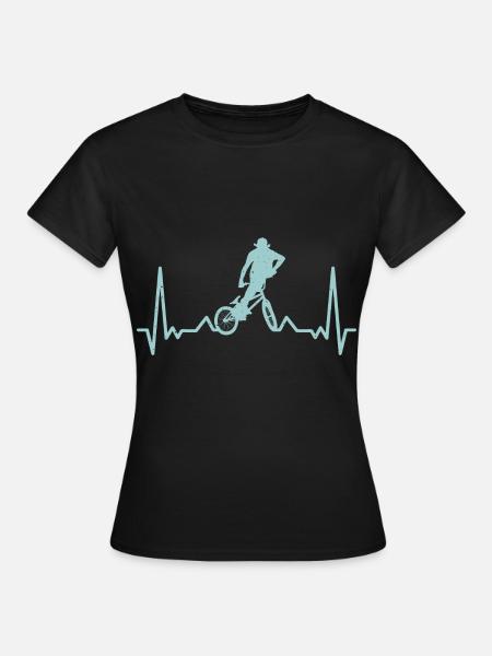 Retro BMX Heartbeat - Frauen T-Shirt - Schwarz