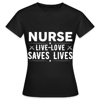 Infirmière En direct Love Sauve des vies Drôle - T-shirt Femme - noir - Devant - AI Model Female 172 dark (172cm)