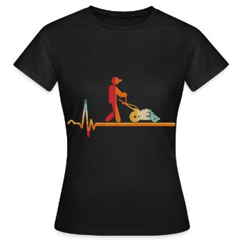 Vintage Herzschlag Rasenmäher Gartenarbeit Gärtner - Frauen T-Shirt - Schwarz - Vorne - AI Model Female 172 dark (172cm)