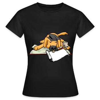 Hund Student Studium Uni Universität Gelehrter Abi - Frauen T-Shirt - Schwarz - Vorne - AI Model Female 172 dark (172cm)
