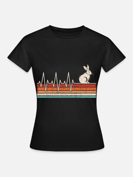 Hasen Herzschlag - Frauen T-Shirt - Schwarz