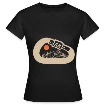 Klettern Sport Karabiner - Frauen T-Shirt - Schwarz - Vorne - AI Model Female 172 dark (172cm)