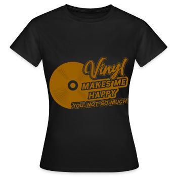 Retro Vinyl Sammlung Schallplatte Plattenspieler - Frauen T-Shirt - Schwarz - Vorne - AI Model Female 172 dark (172cm)