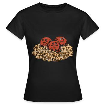 Boulettes de viande spaghetti - T-shirt Femme - noir - Devant - AI Model Female 172 dark (172cm)