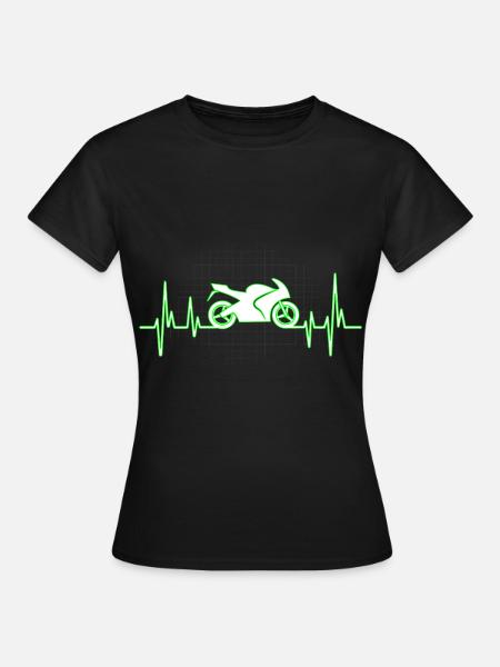 Motorbike Heartbeat ECG Motorcycle Motorsport Biker - Women's T-Shirt - black
