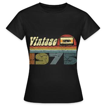 Vintage 1975 Cassette Mixtape - 46e anniversaire - T-shirt Femme - noir - Devant - AI Model Female 172 dark (172cm)