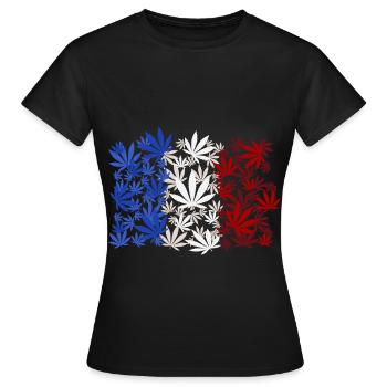 France Weed Cannabis Smoking Weed - Women's T-Shirt - black - Front - AI Model Female 172 dark (172cm)