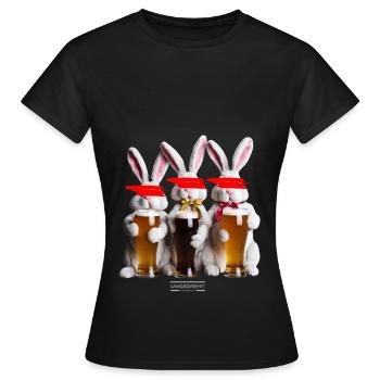 Drei Hasen - Frauen T-Shirt - Schwarz - Vorne - AI Model Female 172 dark (172cm)