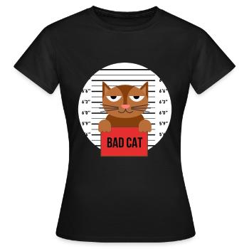 Süße Katze Gefängnis Knast Hinter Gittern Böse - Frauen T-Shirt - Schwarz - Vorne - AI Model Female 172 dark (172cm)