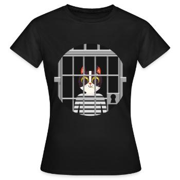 Süße Katze Gefängnis Knast Hinter Gittern Böse - Frauen T-Shirt - Schwarz - Vorne - AI Model Female 172 dark (172cm)