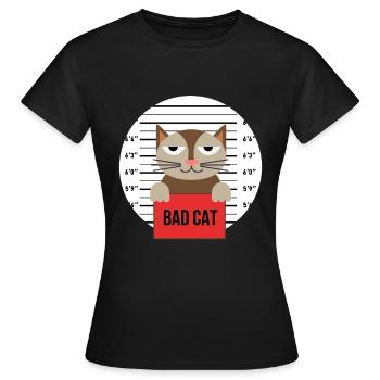 Süße Katze Gefängnis Knast Hinter Gittern Böse - Frauen T-Shirt - Schwarz - Vorne - AI Model Female 172 dark (172cm)