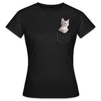 Chat dans la poche. Doux chaton - T-shirt Femme - noir - Devant - AI Model Female 172 dark (172cm)