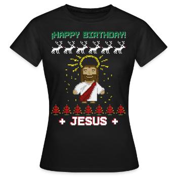 Happy Birthday Jesus Weihnachten - Frauen T-Shirt - Schwarz - Vorne - AI Model Female 172 dark (172cm)