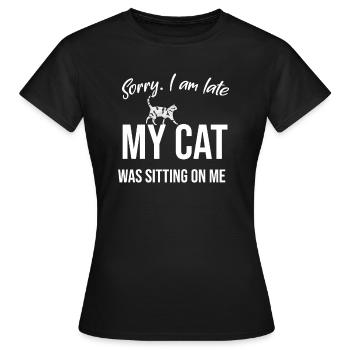 Cat saying cat owner - Women's T-Shirt - black - Front - AI Model Female 172 dark (172cm)