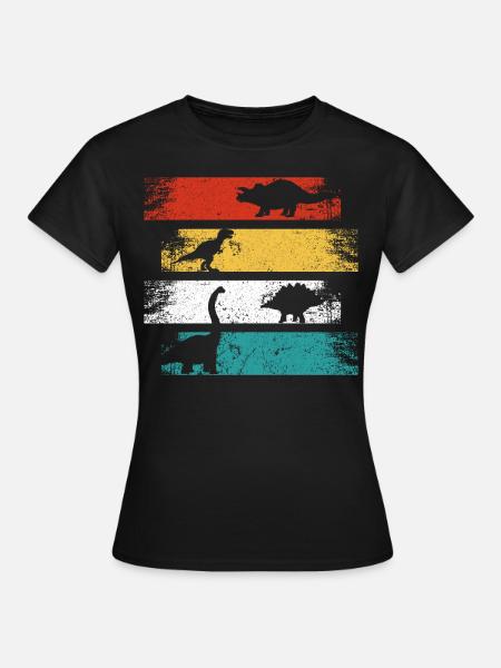 Retro Dino T-Rex Styracosaurus Dinosaurier - Frauen T-Shirt - Schwarz
