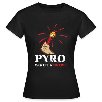 Pyro is no crime Pyrotechnik ist kein Verbrechen - Frauen T-Shirt - Schwarz - Vorne - AI Model Female 172 dark (172cm)