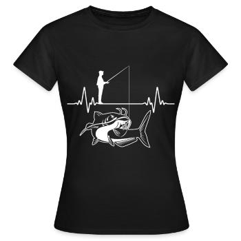 Pêche coeur de pêche Pêcher Wallerangler Wels - T-shirt Femme - noir - Devant - AI Model Female 172 dark (172cm)