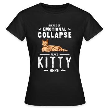 Le chat de l’effondrement émotionnel de placer ici - T-shirt Femme - noir - Devant - AI Model Female 172 dark (172cm)