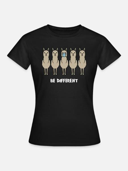 Be Different Lama Alpaka Atemschutz Querdenker - Frauen T-Shirt - Schwarz