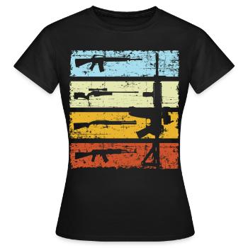 Vintage Machine Gun Pistol Retro Sports Shooter - Women's T-Shirt - black - Front - AI Model Female 172 dark (172cm)
