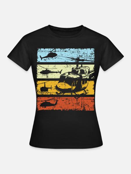 Hubschrauber Helikopter Pilot Retro Vintage - Frauen T-Shirt - Schwarz