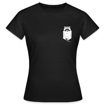 Waschbär in der Brusttasche - Frauen T-Shirt - Schwarz - Vorne - AI Model Female 172 dark (172cm)