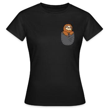 Sloth Pocket Funny Sloth In Pocket - Frauen T-Shirt - Schwarz - Vorne - AI Model Female 172 dark (172cm)