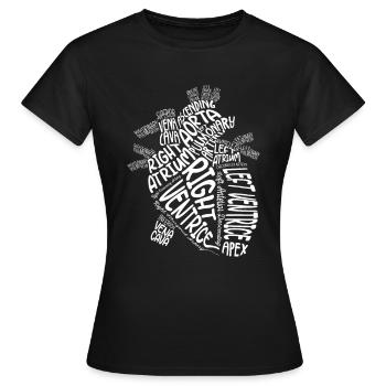 Anatomical Heart Cardiologist Anatomy Cardiology - T-shirt Femme - noir - Devant - AI Model Female 172 dark (172cm)