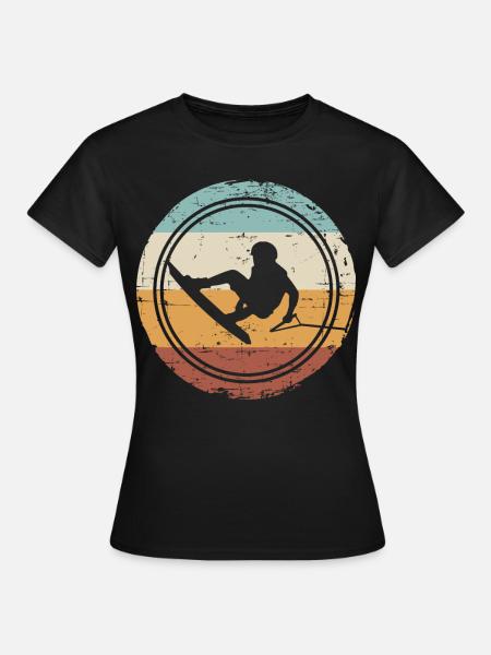 Retro Vintage Wakeboard Wakeboarder Wakeboarding - Frauen T-Shirt - Schwarz