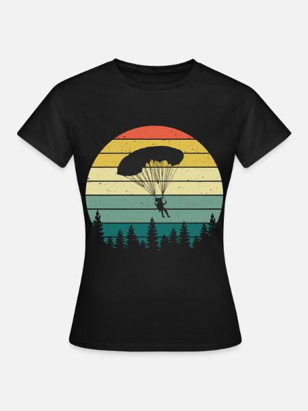 Retro Paragliding Silhouette Skydiving Paraglider - Women's T-Shirt - black