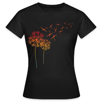 Löwenzahn Pusteblume Segelflugzeug Segelflieger - Frauen T-Shirt - Schwarz - Vorne - AI Model Female 172 dark (172cm)