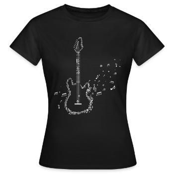 E Guitar Music Notes Musical Instrument E Guitar - Women's T-Shirt - black - Front - AI Model Female 172 dark (172cm)
