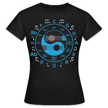 Yin Yang Acoustic Guitar Guitar Player Chords - T-shirt Femme - noir - Devant - AI Model Female 172 dark (172cm)