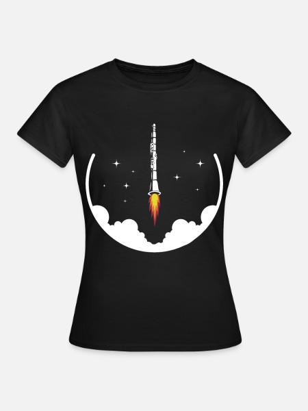 Clarinet Rocket Musical Instrument Clarinets - Women's T-Shirt - black