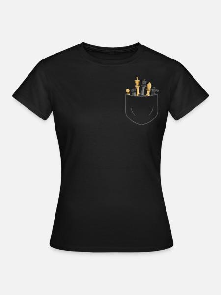 Chess Figures in Breast Pocket - Chess Player - Frauen T-Shirt - Schwarz