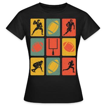 Retro American Football - Women's T-Shirt - black - Front - AI Model Female 172 dark (172cm)