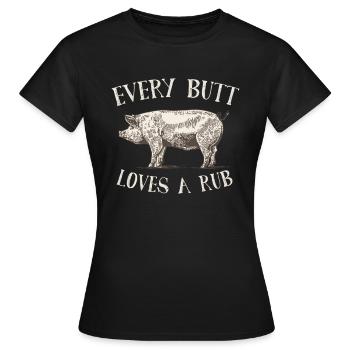 Every Butt Loves A Rub Pig Retro - Women's T-Shirt - black - Front - AI Model Female 172 dark (172cm)