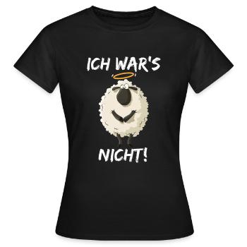 Ich wars nicht Schaf Heiligenschein Unschuldslamm - Frauen T-Shirt - Schwarz - Vorne - AI Model Female 172 dark (172cm)