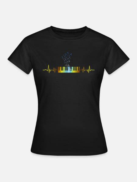 Vintage Klavier Herzschlag Musikinstrument EKG - Frauen T-Shirt - Schwarz