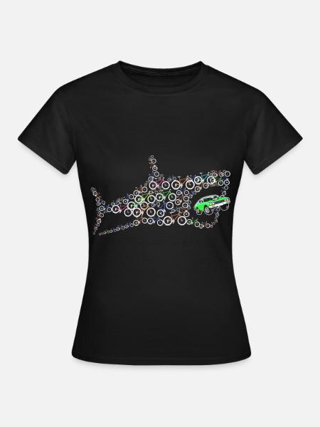 Fisch frisst Auto Fahrrad Radfahrer Umwelt Klima - Frauen T-Shirt - Schwarz