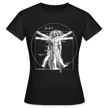 Vitruvian Tired Man Leonardo Da Vinci Vitruvian - T-shirt Femme - noir - Devant - AI Model Female 172 dark (172cm)