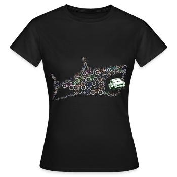 Hai Fisch frisst Auto Fahrrad Radfahrer Klima - Frauen T-Shirt - Schwarz - Vorne - AI Model Female 172 dark (172cm)