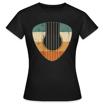 Vintage Guitar Pick Guitarist Acoustic Player - T-shirt Femme - noir - Devant - AI Model Female 172 dark (172cm)