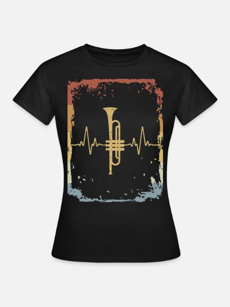 Vintage Heartbeat Trumpet - Frauen T-Shirt - Schwarz